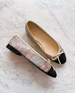 Chanel Multicolour Pastel Metallic Lurex & Black CC Ballet Flats (36) - VERY RARE