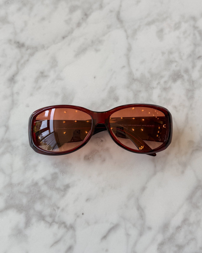 Dior Oxblood Logo Embellished Sunglasses