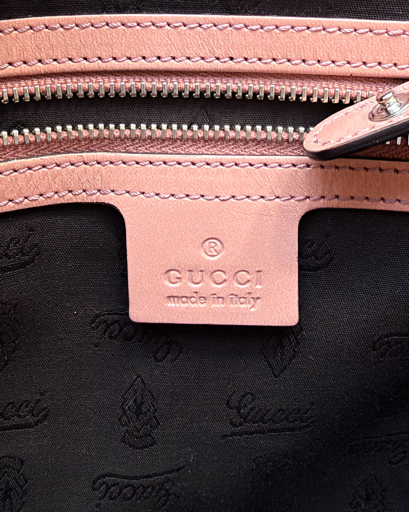 Gucci GG Twins Beige Monogram Canvas Tote Bag with Baby Pink Leather Trim