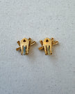 Yves Saint Laurent Vintage Gold-Tone Logo Heart Clip-On Earrings with White Crystals