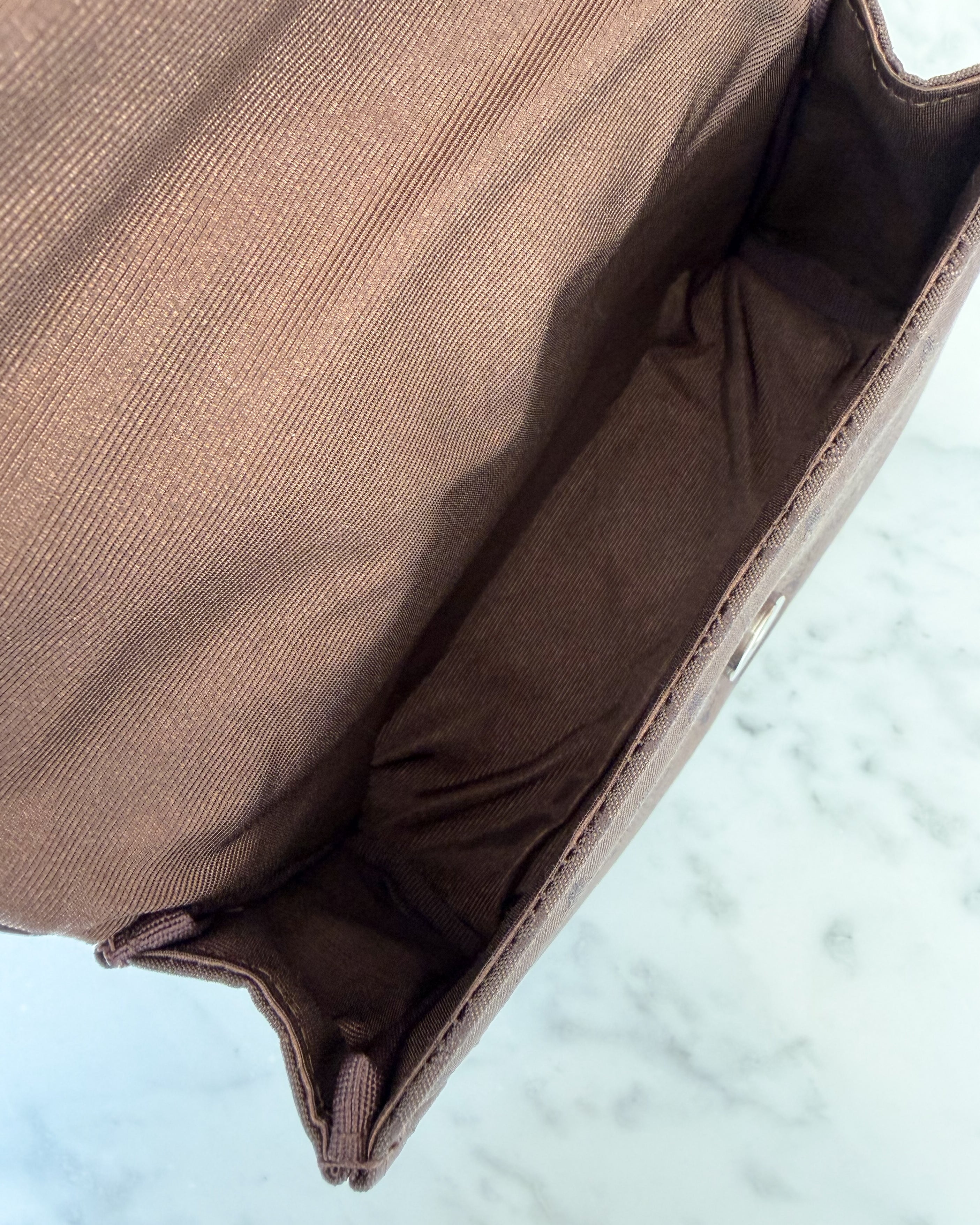 Celine Brown Macadam Canvas Flap Pouch (Brand New)