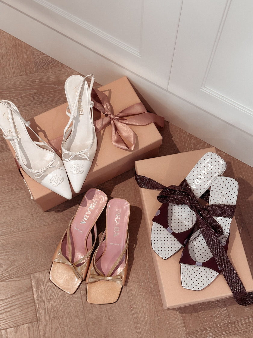 Prada Polka Dot Kitten Heel Mules 2000s (36.5)