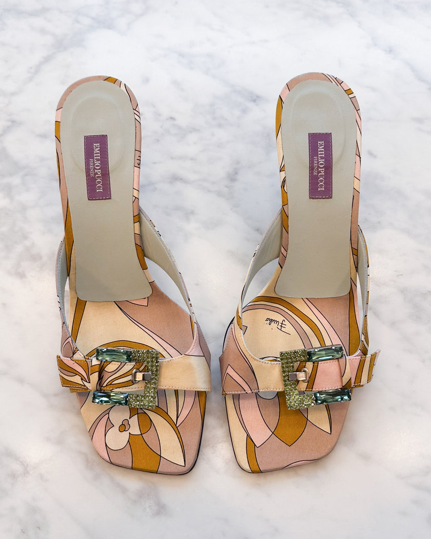 Emilio Pucci Jewelled Clasp Mules (40)