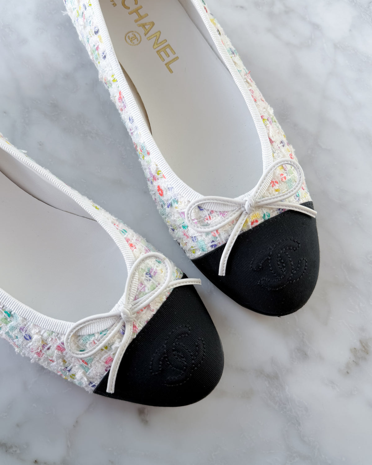 Chanel Birthday Cake Multicolour Sequinned Tweed Ballet Flats (37)