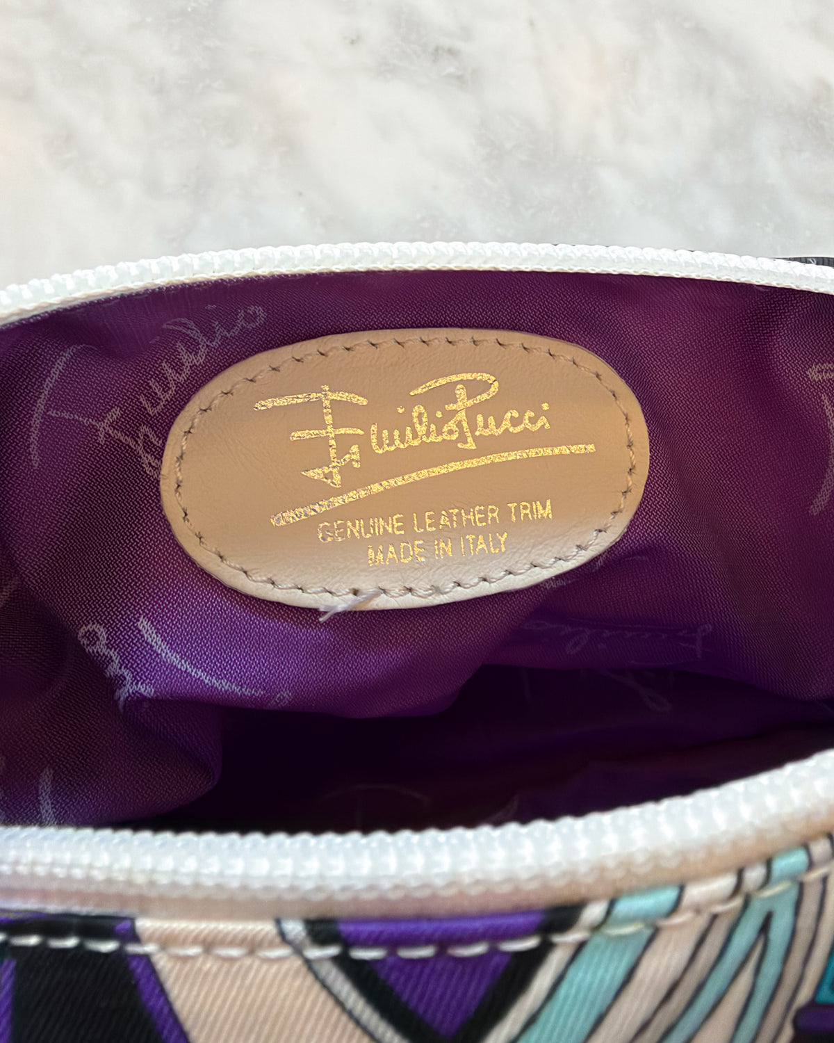 Emilio Pucci Blue & Violet Patterned Handbag