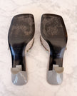 Archival Prada Silver & Baby Blue Satin Sequin Embellished Kitten Heel Mules (38) - VERY RARE