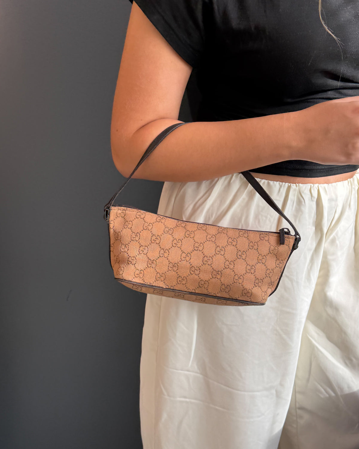 Gucci Autumnal Beige & Brown GG Monogram Boat Handbag