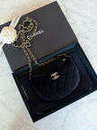 2024 Chanel Black Velvet Crystal CC Half Moon Bag