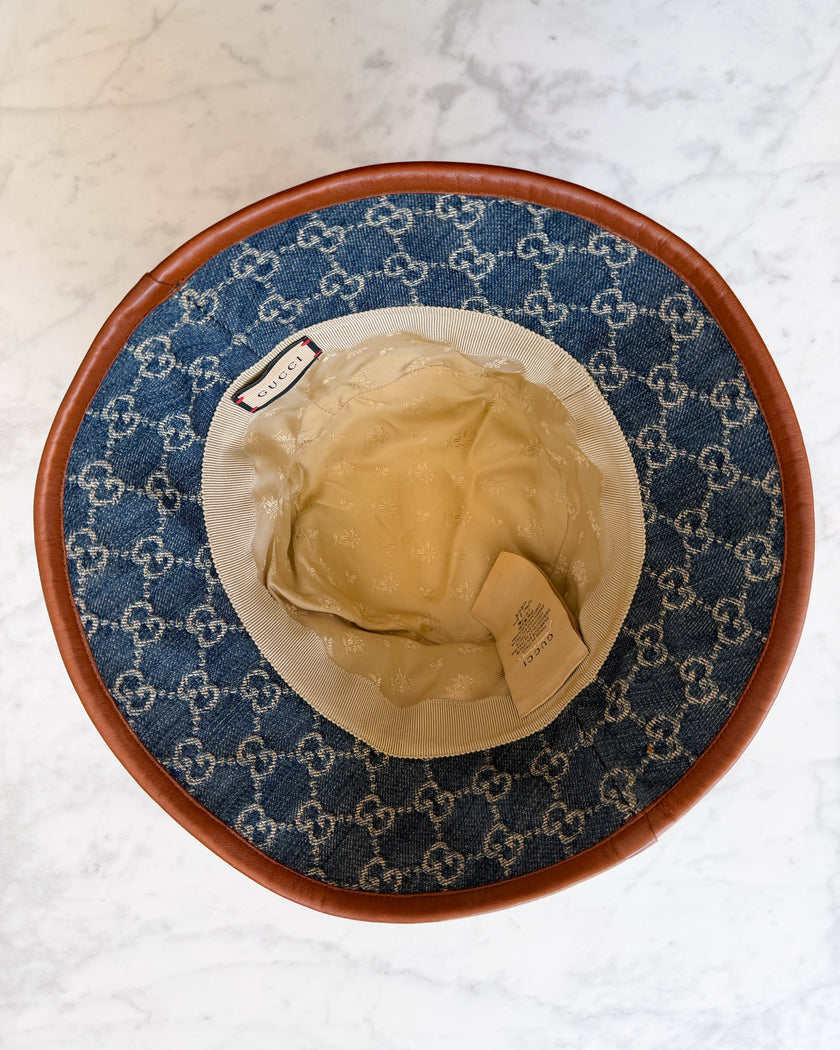 Gucci Denim Monogram Bucket Hat (M)