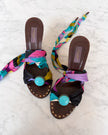 Emilio Pucci Multicolour Print Bow Wedge Sandals (38)