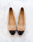 Chanel Beige and Black Two Tone Ballet Flats (35)