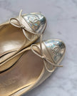 Chanel Metallic Champagne and Silver Holo CC Ballet Flats (34.5)