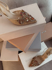 René Caovilla Sparkly Embellished Slingback Heels (39)