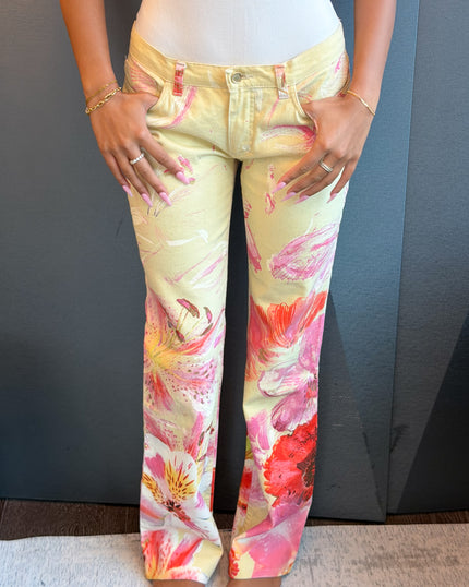 Roberto Cavalli Hibiscus Floral Print Jeans (S)