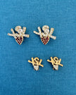 Yves Saint Laurent Vintage Gold-Tone YSL Logo Heart Clip-On Earrings with Red Crystals