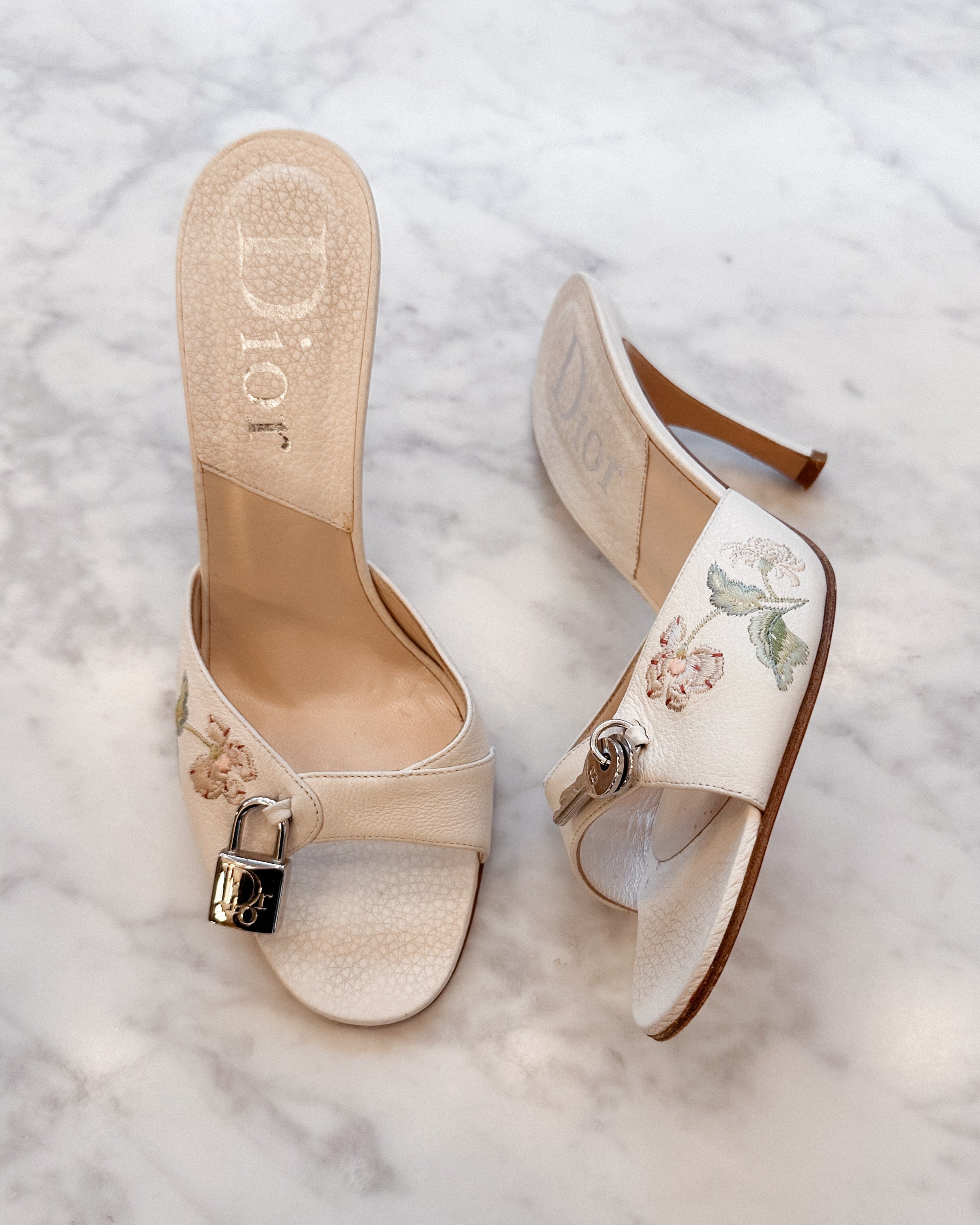 Dior by Galliano 2000s Archive Floral Key Lock Mules (39.5)