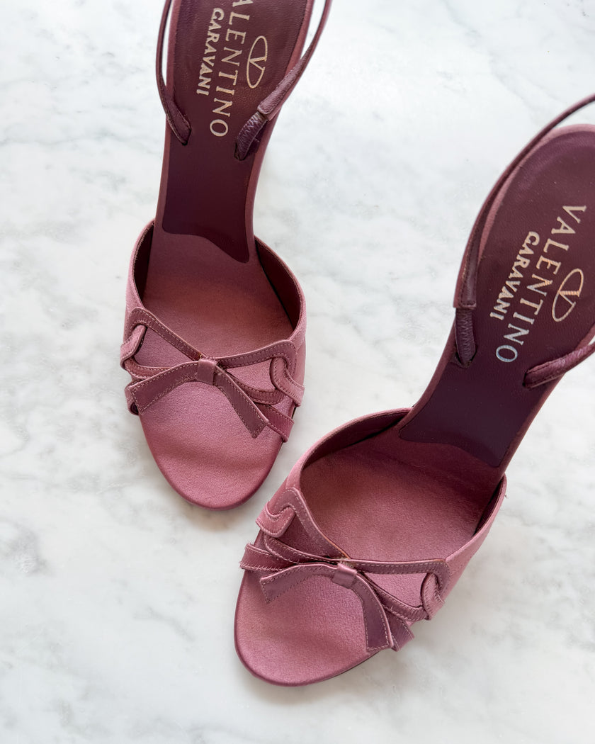 UNWORN Valentino Garavani Rose Pink Satin Bow Heels (39)
