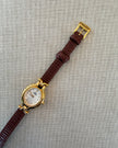 Vintage Fendi Gold Tone Watch with Brown Leather Strap