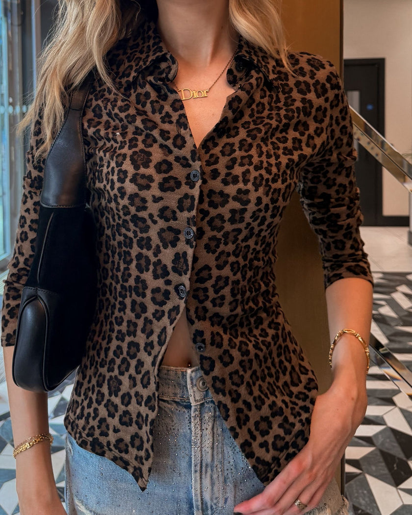 Fendi Cheetah Print Button Up Shirt (XS / S)