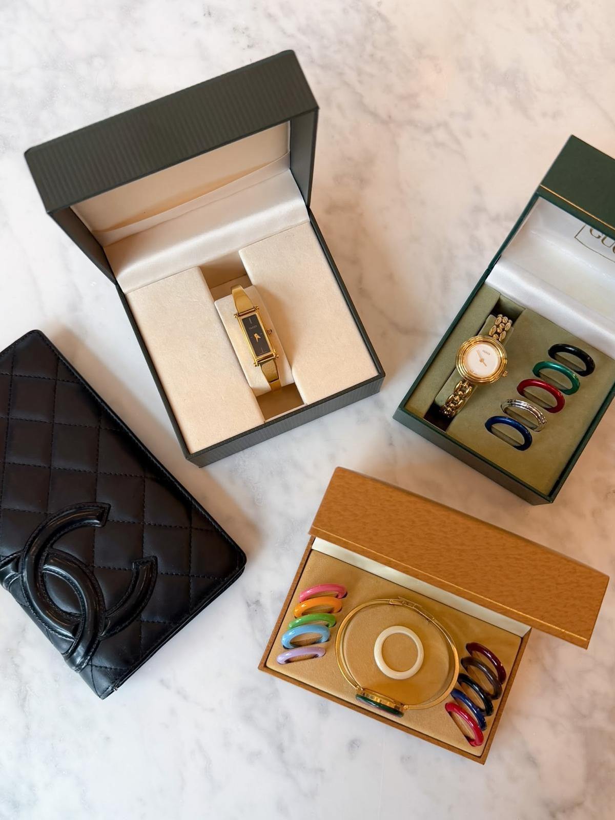 Vintage Gucci 1500L 15th Anniversary Limited Edition Gold Bangle Watch with Box - RARE