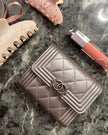 Chanel Boy Quilted Wallet in Silver