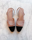Chanel Pink Tweed & Black Cap-Toe Slingback Flats (38)