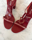 Dior by John Galliano S/S 2005 Red Leather CD Logo Strap Sandal Heels UNWORN (39)