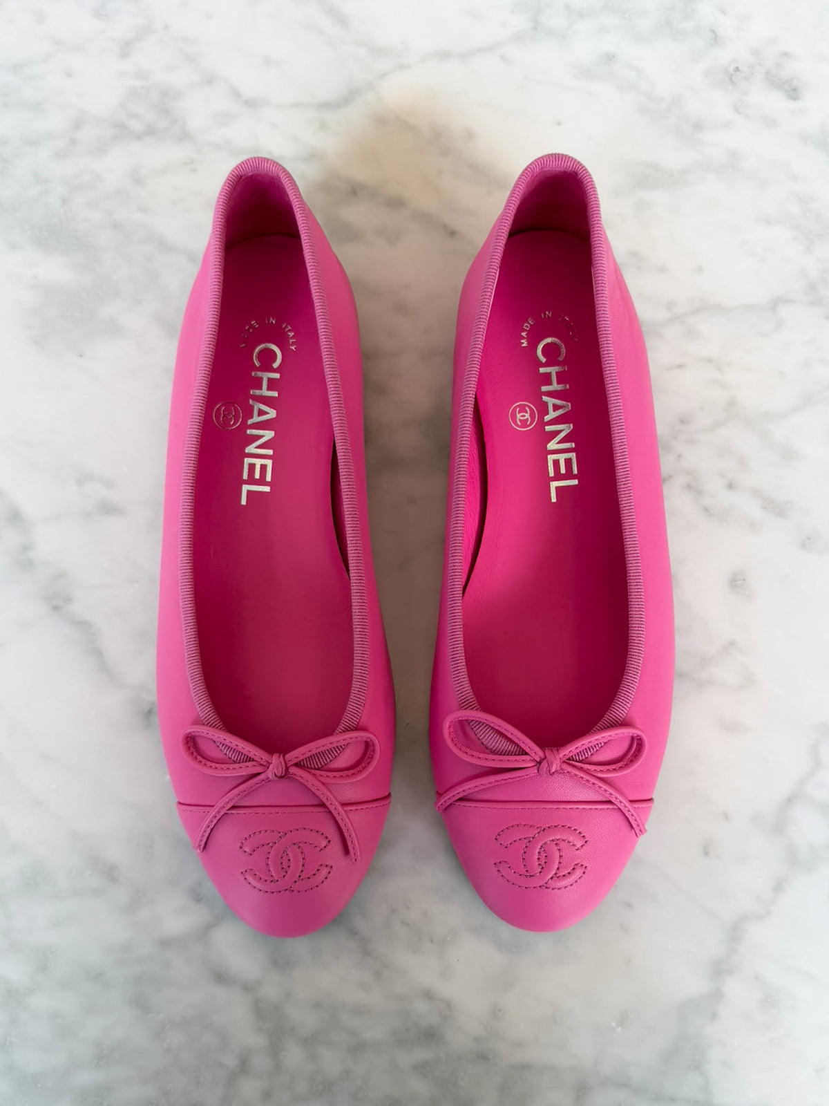 Chanel Bubblegum Pink Leather CC Ballet Flats (35.5) - RARE