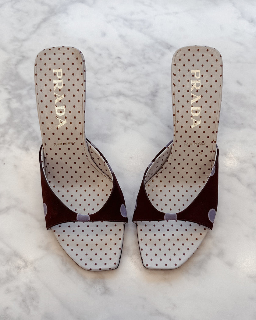 Prada Polka Dot Kitten Heel Mules 2000s (36.5)