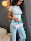 Gucci Lilac Boat Monogram Handbag with Lilac Handle