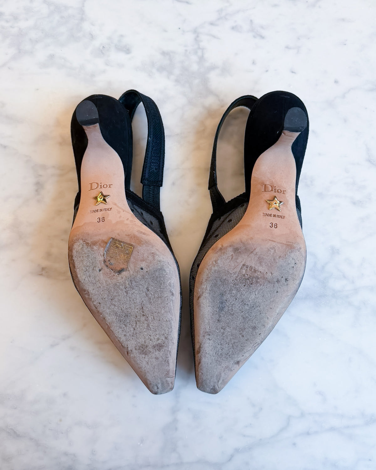 Dior J’Adior Polka Dot Mesh Slingback Heels (36)