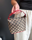 Gucci Tom Ford Era GG Monogram Canvas & Red Leather Strap Bag