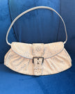 Celine Floral Suede Cream and Silver Shoulder Bag with Buckle