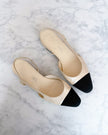 Chanel Pearl White & Black CC Cap Toe Slingbacks (36.5)