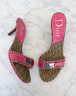 Dior Y2K Diorissimo Monogram Pink Logo Mules (37)