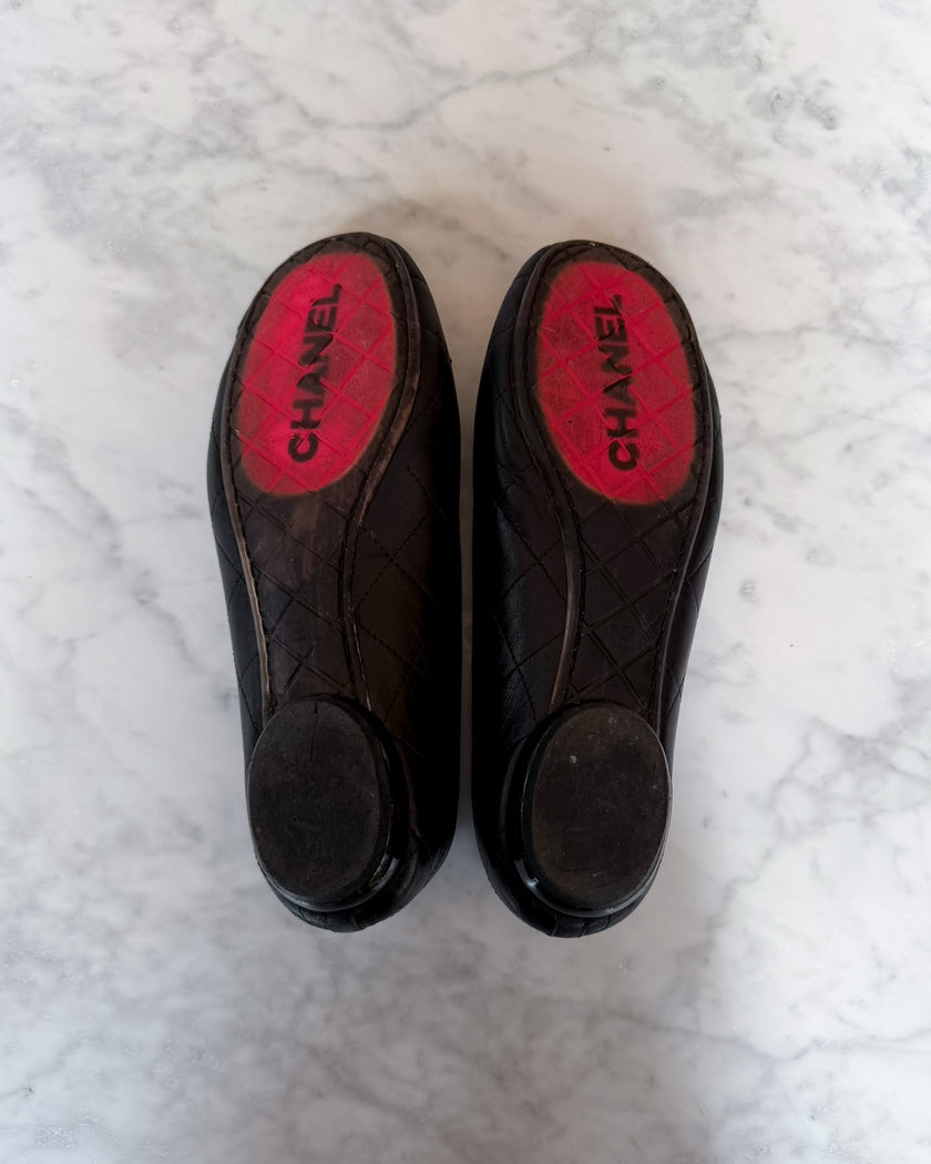 Chanel Cambon Karl Lagerfeld Era Black Ballet Flats (40)
