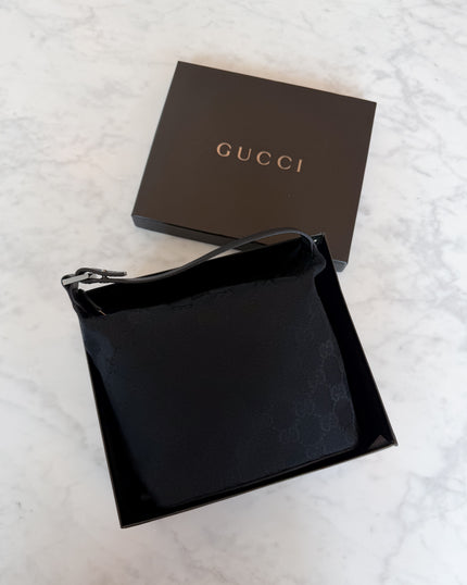 UNWORN Gucci Tom Ford Era Black GG Monogram Canvas & Leather Strap Bag
