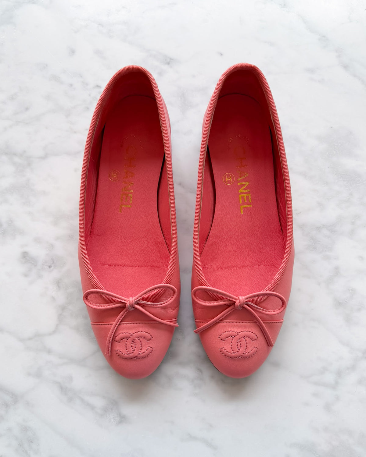 Chanel Raspberry Pink Leather CC Ballet Flats (34.5)