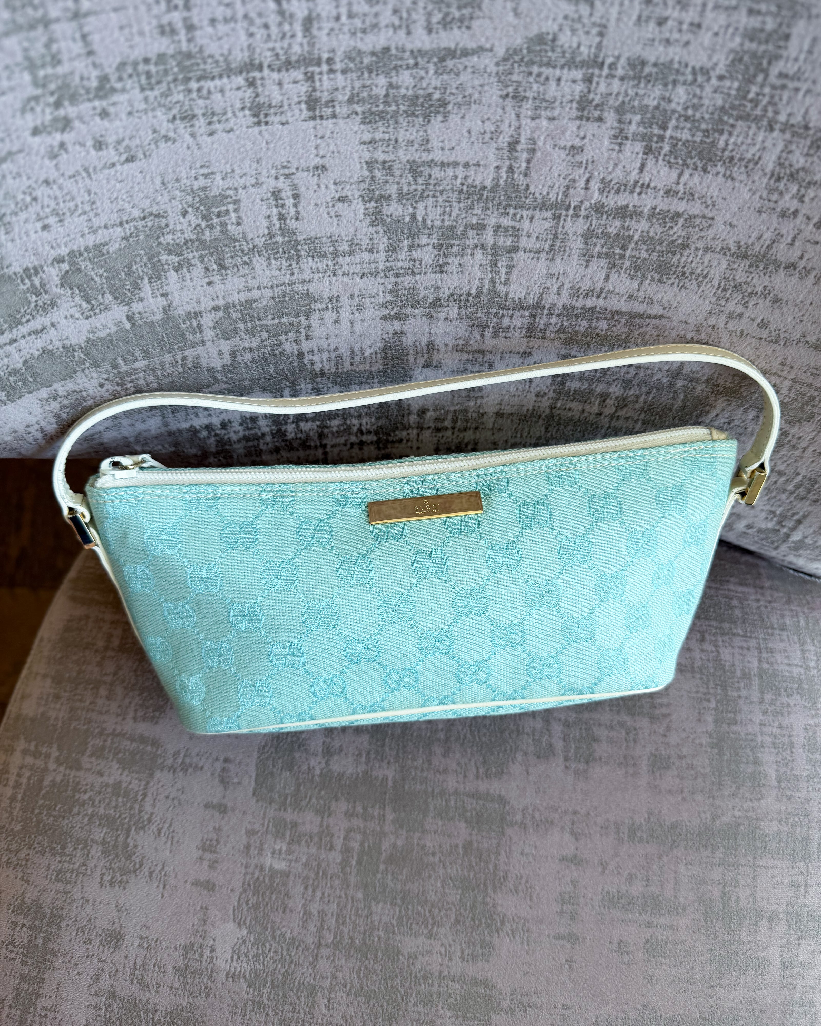 Gucci Baby Blue Boat Monogram Handbag