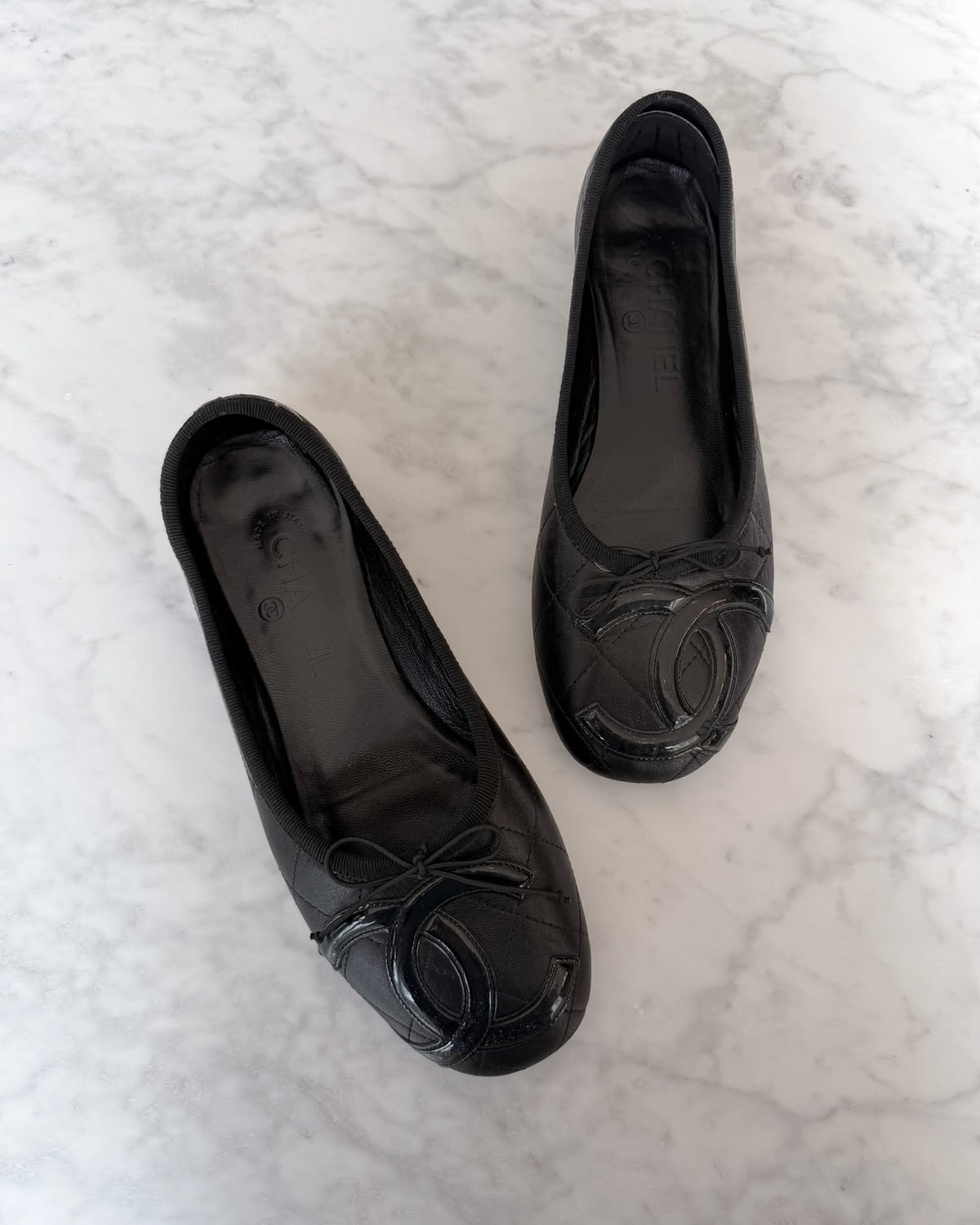 Chanel Cambon Karl Lagerfeld Era Black Ballet Flats (40)