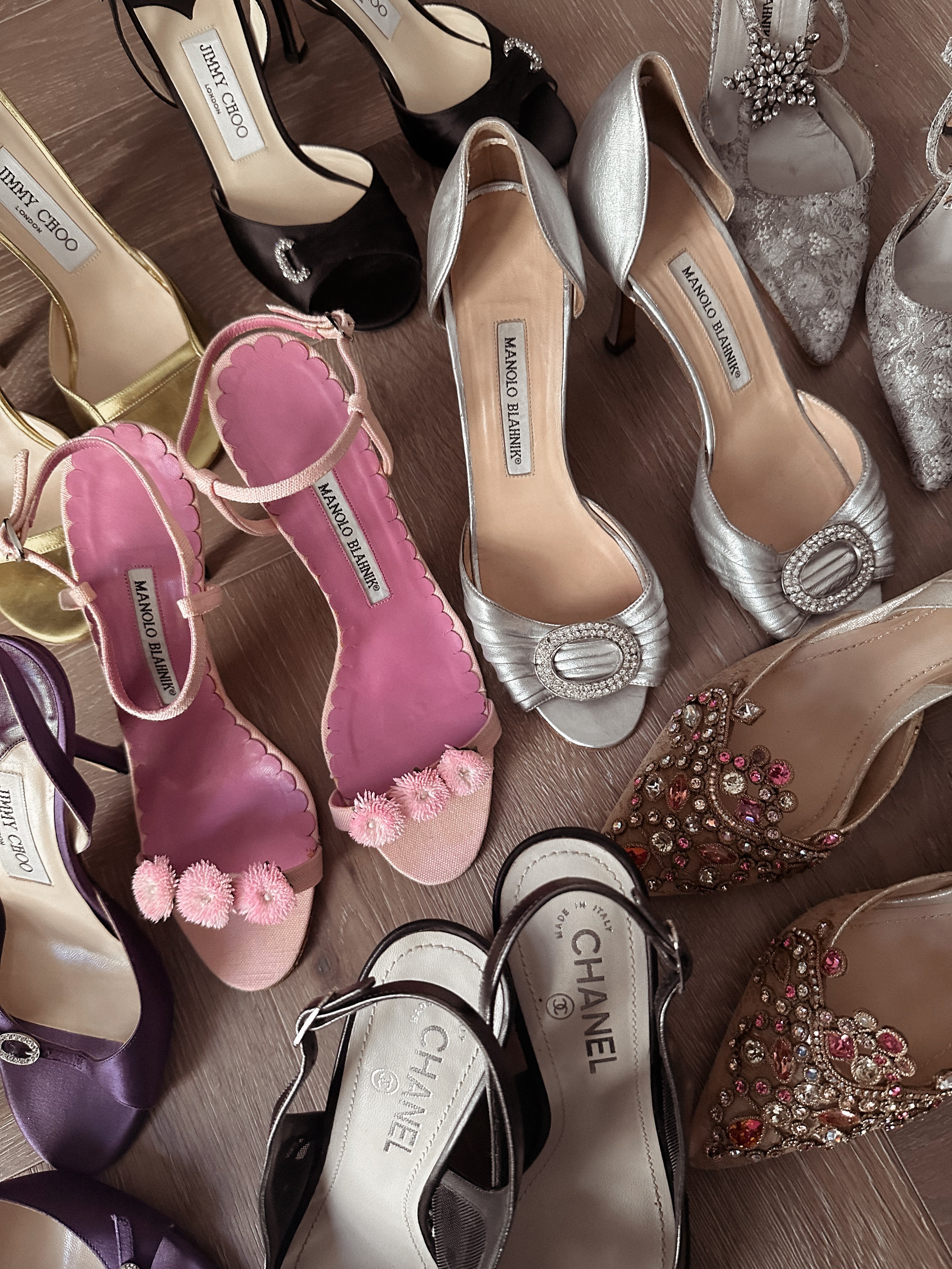 Manolo Blahnik Pink Flower Heels (38)