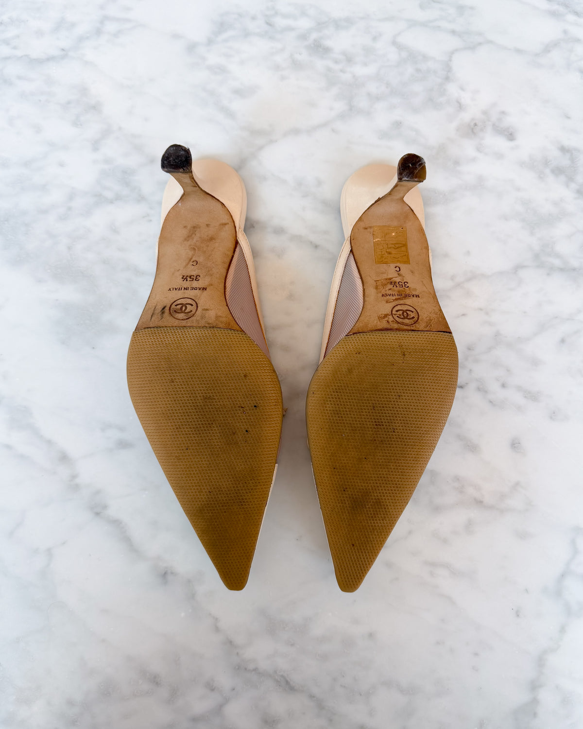 Chanel Ivory CC Logo Bow Kitten Heel Mules (35.5) - VERY RARE