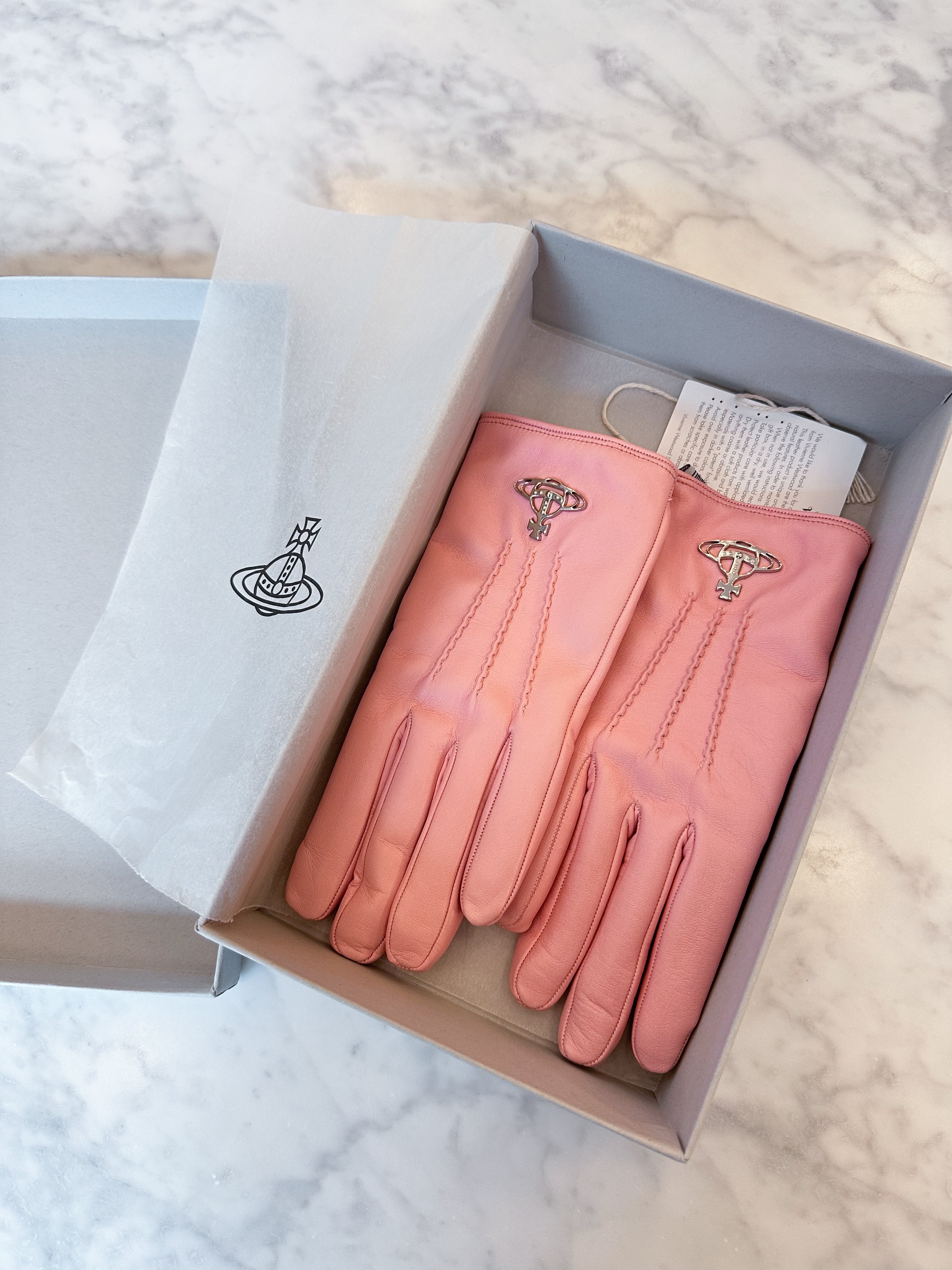 Vivienne Westwood Pink Leather Gloves (Size S)
