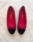Chanel Burgundy Tweed with Silver Thread & Black Velvet CC Ballet Flats (36.5)