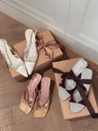Chanel 2005 CC White Bow Mesh Slingback Heels (36)