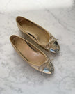 Chanel Metallic Champagne and Silver Holo CC Ballet Flats (34.5)