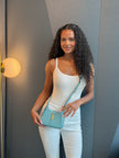 UNWORN Gucci Jackie 1961 Turquoise Aqua Leather Shoulder Bag with Gold Hardware & Additional Strap