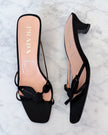 Archival Prada Black Satin Rose Kitten Heel Mules (38.5)