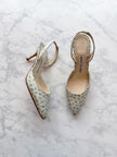Manolo Blahnik Bridal Floral Slingback Heels (35.5)