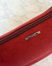 Gucci Red Boat Monogram Handbag with Red Handle